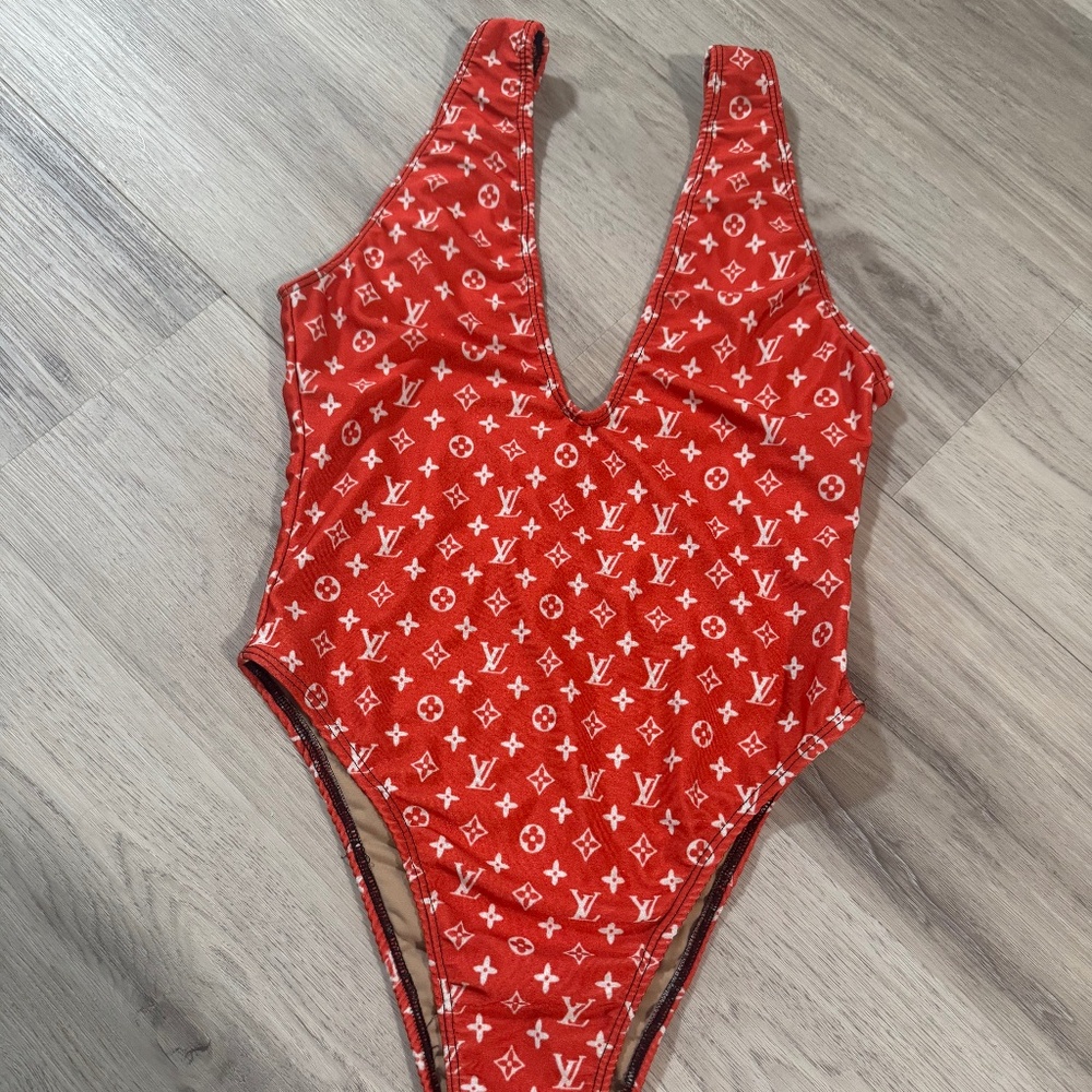 One piece red swimsuit